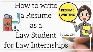 CV for Law Students| How to make a CV as a fresher for Law Internship