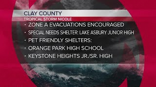 Clay County: Evacuations encouraged, shelters available ahead of Tropical Storm Nicole