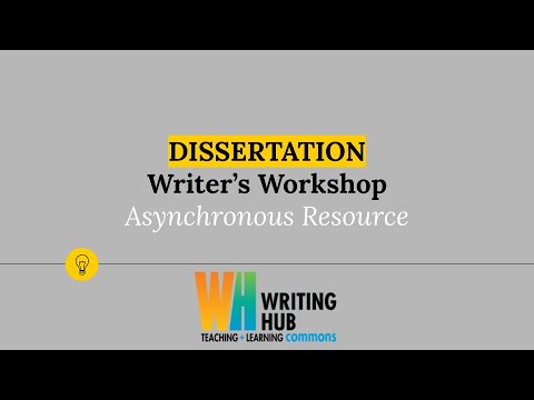 Dissertation Writers Workshop Part 1 Youtube