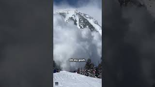 Video captures massive avalanche covering skiers in snow cloud #Shorts