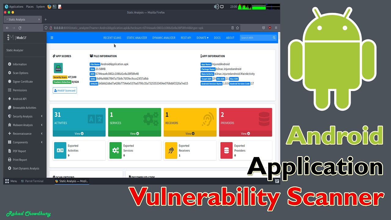 Android Application Vulnerability Scanner Using Mobsf Youtube