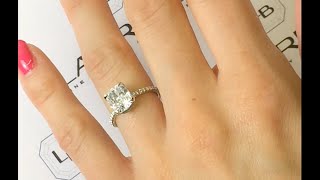 2.50 carat Cushion Diamond Engagement Ring in Thin Delicate Band