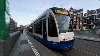 GVB | Amsterdam | Lijn 4 | Centraal Station - Station RAI | Siemens Combino | 2023 | Zonsondergang