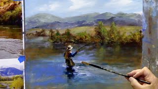 Painting River Landscape- Fishing Fall Run