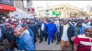 BLOW TO PRESIDENT RUTO AS RAILA ODINGA STORMS NAIROBI CBD ESCORTED BY THOUSANDS OF HUSTLERS
