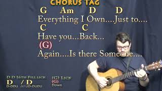 Everything I Own (Bread) Fingerstyle Guitar Cover Lesson in G with Chords/Lyrics