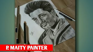 How to draw allu arjun step by step/ How to draw South Indian actor portrait /simple drawing