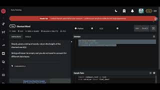 Codewars | Shortest Word | Python 7 kyu