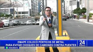 Instalan pórticos de metal para evitar choques contra puentes, pero ocurre primer incidente