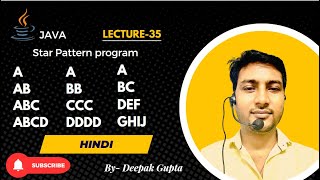 Core Java part 35.Java Pattern Programs | Character & Alphabet Patterns Using Loops#java #javaloops