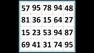 Number Search #279 -Finding the hidden numbers reduces the burden of old age. Memory/Braingame/quiz