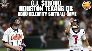 Houston Texans QB C.J Stroud talks on his softball swing and his pregame football routine.