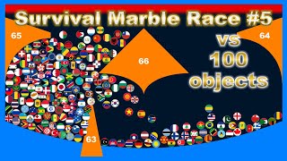 vs 100 objects ~200 countries marble race #5~ in Algodoo | Marble Factory