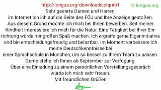 FÖJ, Freiwilliges Ökologisches Jahr, Bewerbung, Ich bin auf die Anzeige gestoßen, entscheidungsfreud