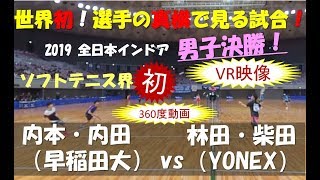 【VR（360度）動画】2019 全日本インドアソフトテニス選手権　男子決勝　林田・柴田 vs 内本・内田