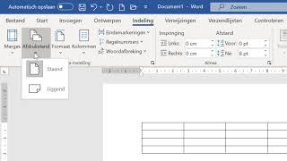 Tabel liggend in Word