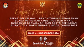 LIVE: RAPAT PLENO TERBUKA REKAPITULASI HASIL PENGHITUNGAN PEROLEHAN SUARA PEMILIHAN KAB. LINGGA 2024