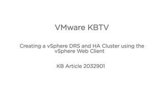 Creating a vSphere DRS and HA Cluster using the vSphere Web Client KB2032901