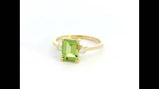 18K Gold Peridot Ring with Diamond Accents | Modern Minimalist Fine Jewelry