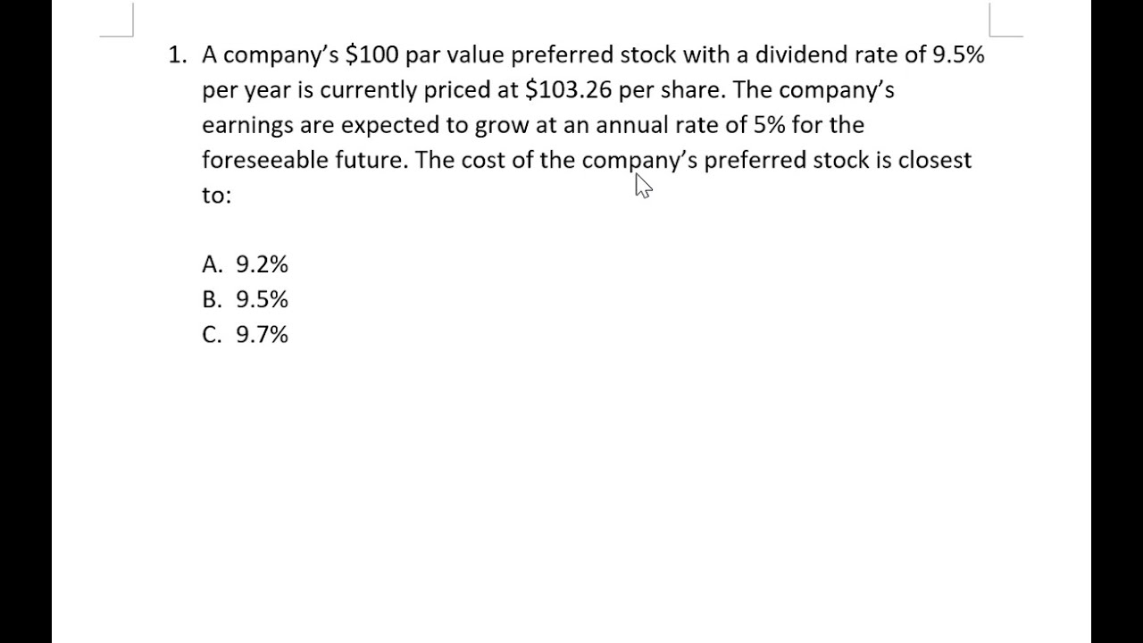 CFA Level 1 Practice Mock Exam Corporate Finance Part 1 - YouTube