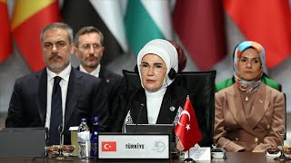 First Lady Erdogan speaks at the 