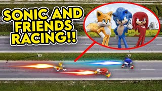 DRONE CATCHES SONIC, KNUCKLES, AND TAILS RACING!! (SONIC THE HEDGEHOG 2)