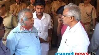 MV Jayarajan and P Jayarajan abuse local police officials in Kannur MV Jayarajan and P Jayarajan abuse local police officials in Kannur