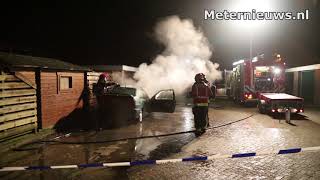 Auto in de brand in Muntendam