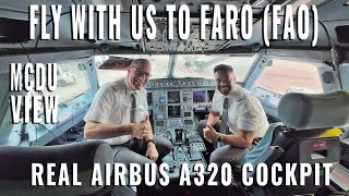 FARO 🇵🇹 (FAO) | SIGHTSEEING APPROACH + LANDING  RUNWAY 28 | REAL AIRBUS A320 COCKPIT | 6 CAM | MCDU