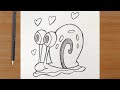 Easy Drawing - How to Draw Gary the Snail 🐌 from SpongeBob 🧽 Step by Step with Pencil ✏️