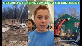 Swhany mostrando a casinha da piscina já sendo construída | Stories da Swhany