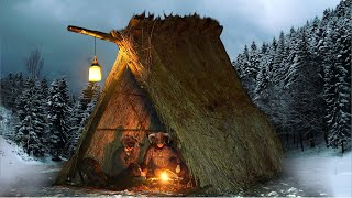 Building a VIKING HUT to Survive the Nordic Winter 🥶 Primitive Bushcraft Shelter