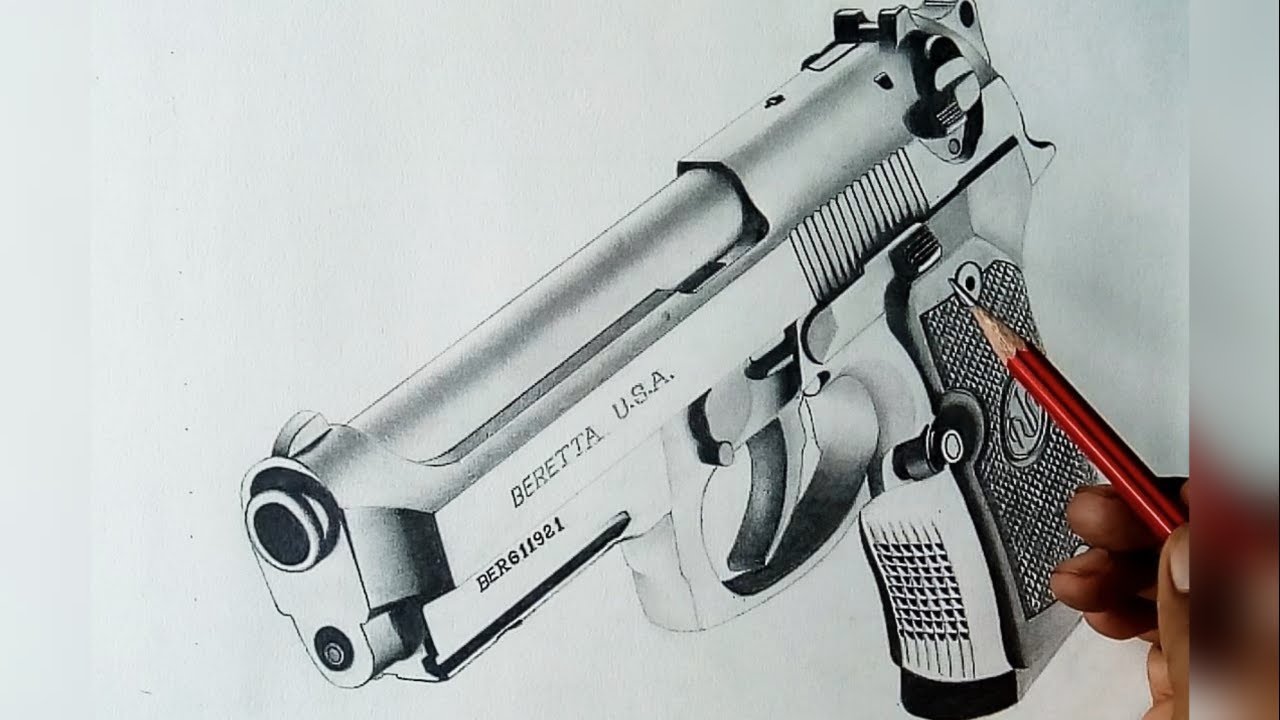 How To Draw A Gun. Pistol Drawing. Pencil Drawing. - YouTube