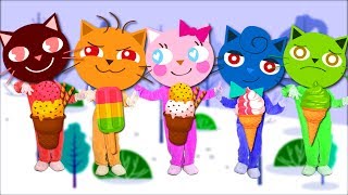 Five little cats eating ice cream - Nursery Rhymes - Funny Song For Children