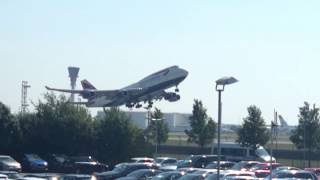 Classic British Airways Boeing 747 full power takeoff London Heathrow - First Class