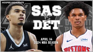 San Antonio Spurs vs Detroit Pistons  Game Highlights | Apr 14 | 2024 NBA Season