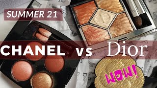 DIOR Summer Dune Makeup 2021 VS CHANEL Golden Meadow Palette |Swatches \u0026 Comparison