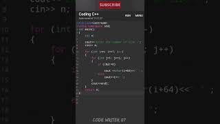Normal C++ pattern program tutorial video || 💯🧠 #coding #youtubeshorts #codewriter07 #c++pattern