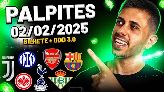 PALPITES DE FUTEBOL DO DIA 02 02 2025 + BILHETE PRONTO E MÚLTIPLA ODD ALTA