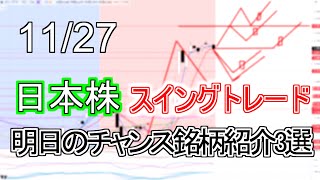 【11/27】明日からのチャンス銘柄紹介＆分析3選【スイングトレード】【マルチタイムフレーム分析】