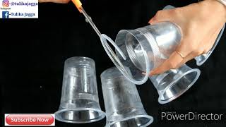 DIY | Waste plastic glass craft ideas easy |  craft using plastic disposable glass waste material