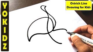 Ostrich Line Drawing for Kids - YoKidz