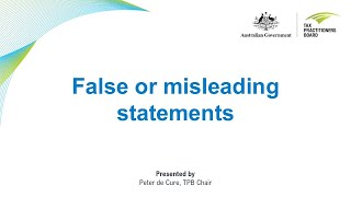 Code Determination guidance – false or misleading statements