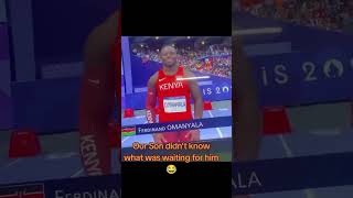 Omanyala before the 100 meters semifinal match..😂😂 very funny #omanyalla #omanyala #olympics#fyp #fy