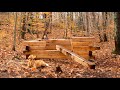 Building a Square Off Grid Log Cabin| Lifting Heavy Logs | Squirrel Confit for Lunch