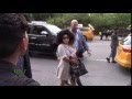 (EXCLUSIVE) Lady Gaga arriving at her hotel with her dog, Asia in New York City