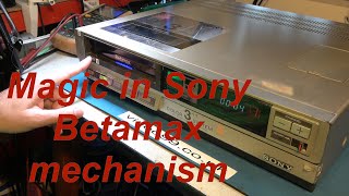 Sony Betamax front loading and lace-up magic.  SL-T30ME.