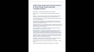 Leed Green Associate Practice Exam 1 Terms Study Guide 2024 With Complete Solution
