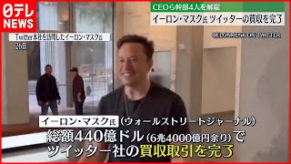 【イーロン・マスク氏】6兆4000億円余りで「ツイッター」買収完了　米報道