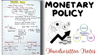 Monetary Policy || Indian Economy || Lec.70 || Handwritten notes || An Aspirant !